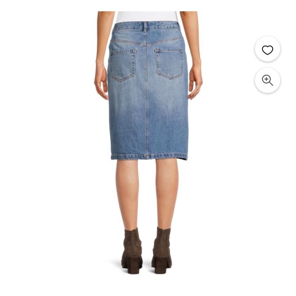 🔴Time and Tru Womens Patchwork Denim Midi Skirt Medium Blue 100% Cotton Sz18 - Picture 2 of 9